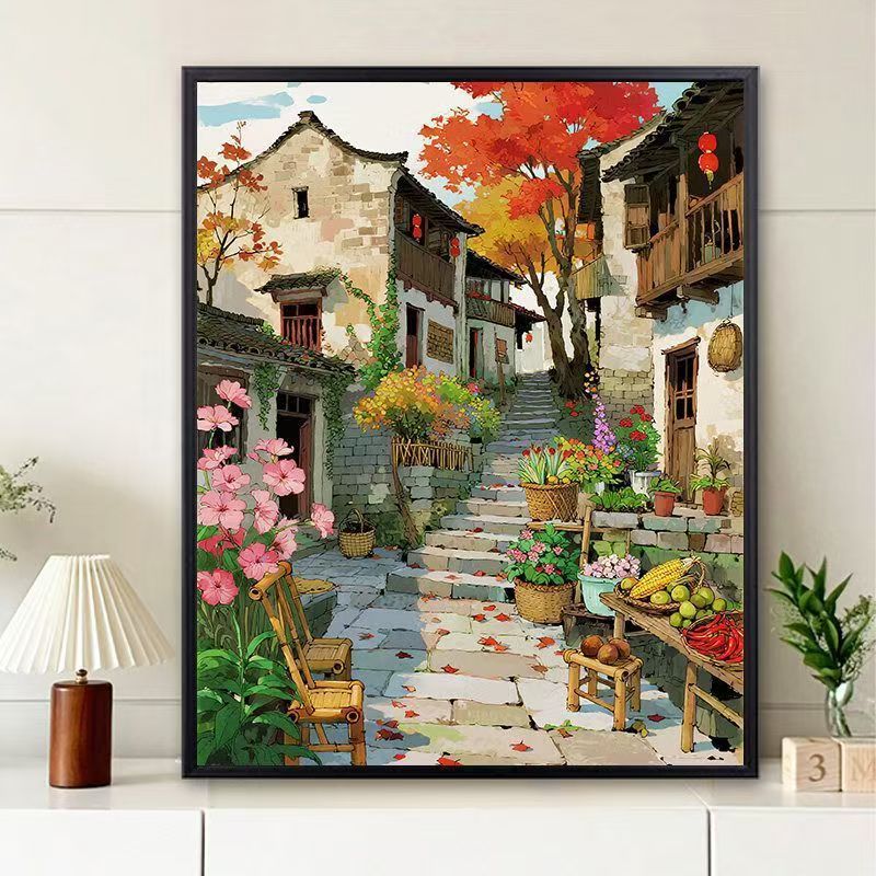 Scenic Village Landschaft Kunstdruck Brehn