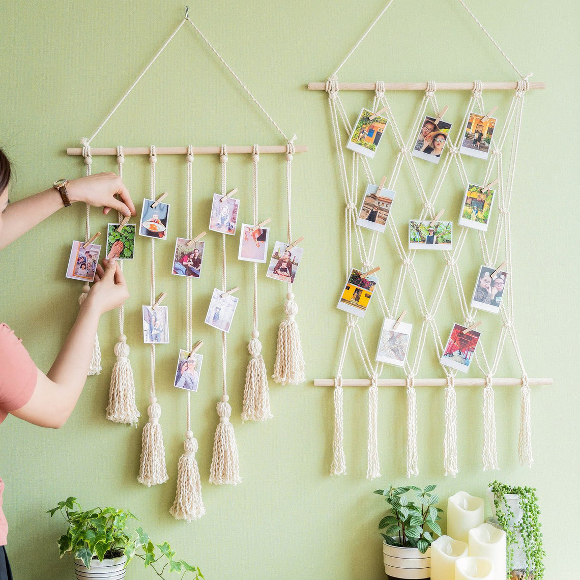 Elegante Macrame-Wandteppich mit künstlerischem Design