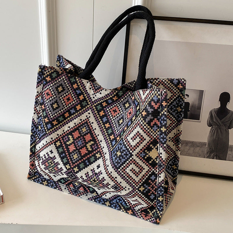 Ethnischer Druck Canvas Einkaufstasche