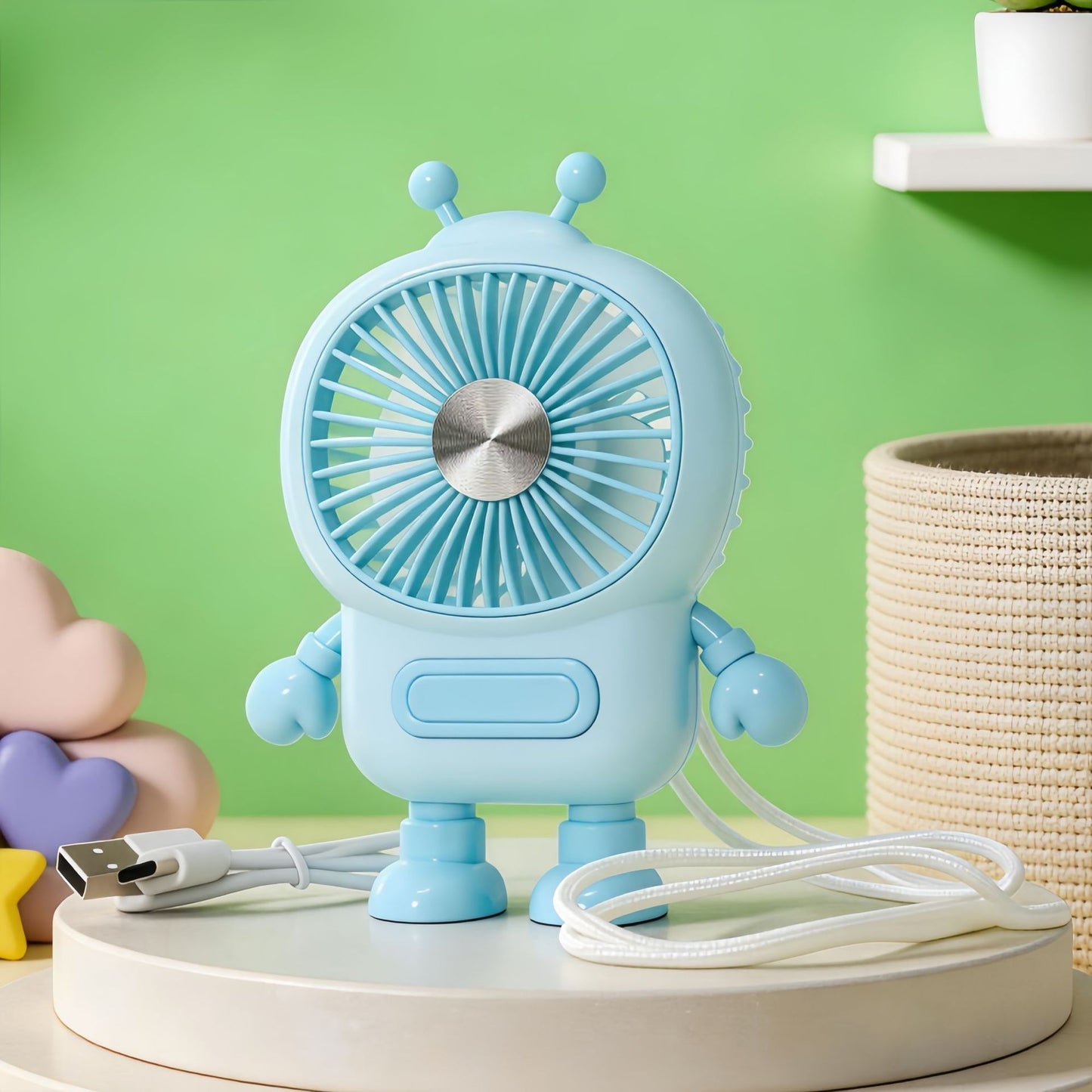 Damen Tragbarer USB Mini-Ventilator im kreativen Roboterdesign Brehn