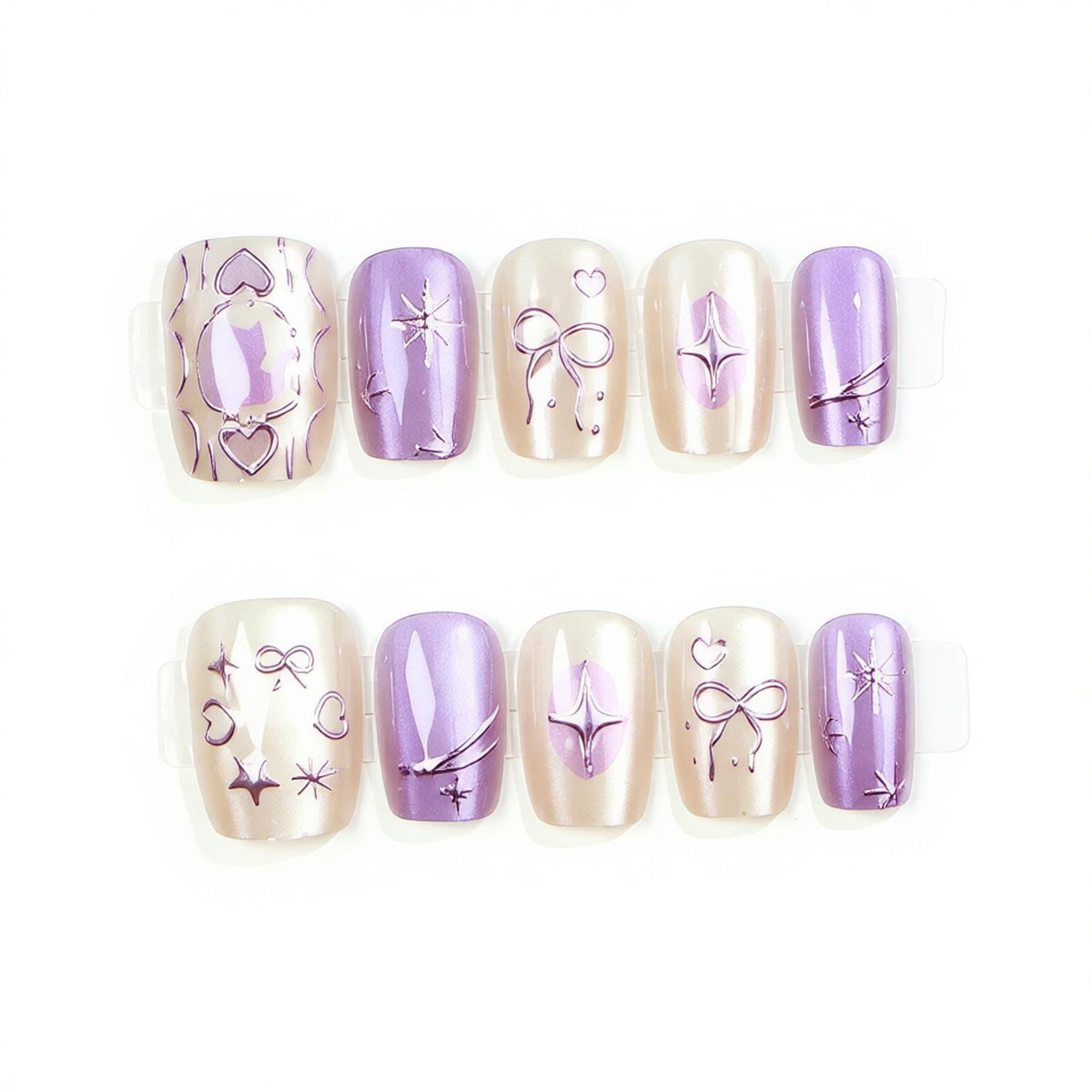Dekorativer Press-On Nagelsatz mit künstlerischen Designs Brehn