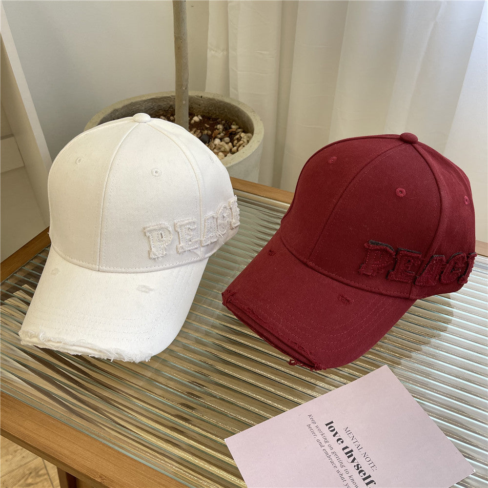 Damen Distressed Graphic Peace Baseball Cap Brehn