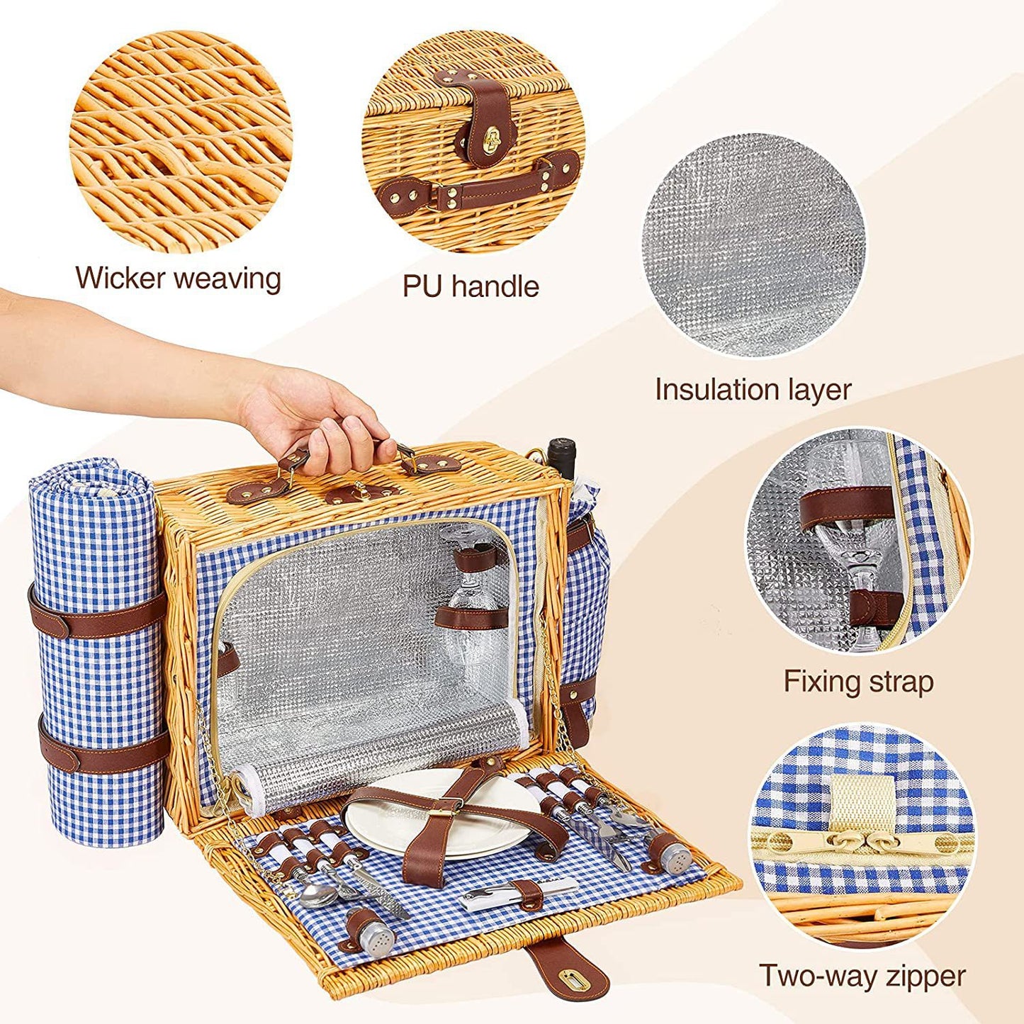 Damen hochwertiger Picknickkorb mit klassischem Design Brehn