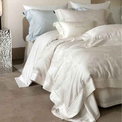 Luxus Floral Jacquard Sateen Bettbezug Set