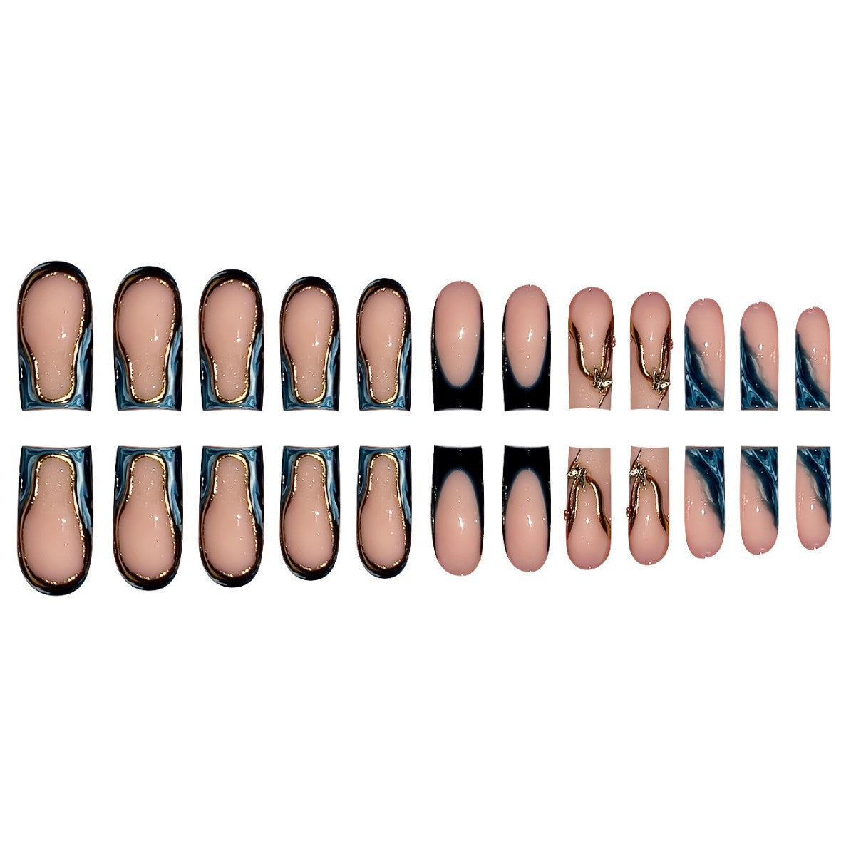 Künstlerisches Stiletto Press-On Nagelset Brehn