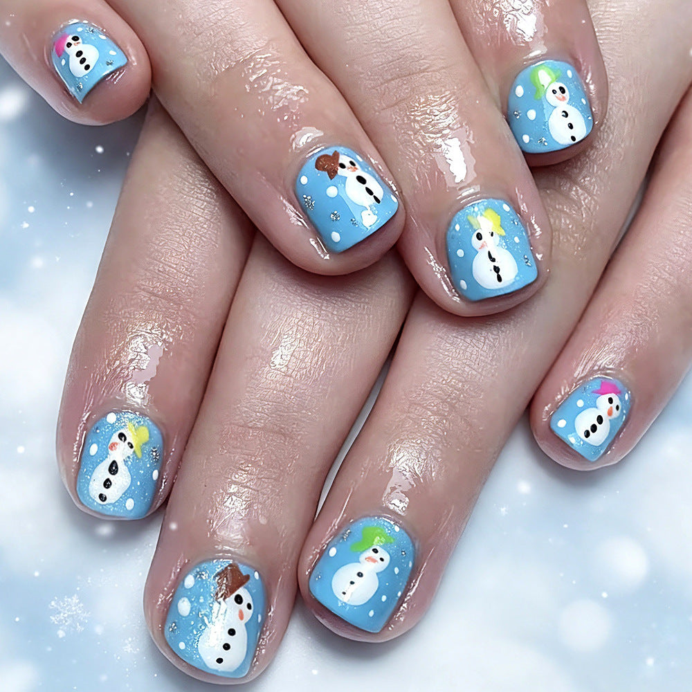 Saisonale Schneemann Press-On Nagelkunst Brehn