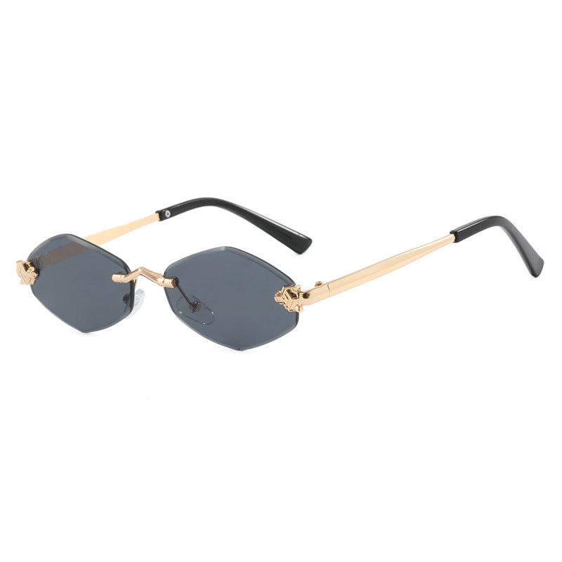 Damen geometrische Sonnenbrille mit doppeltem Metallrahmen und schützenden Gläsern Brehn