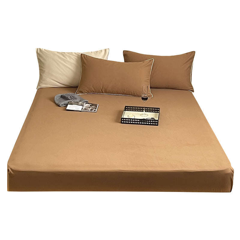 Tief-Taschen Elastisch Stretch Percale Spannbettlaken Set mit Paspel-Kissenbezügen