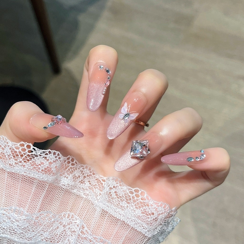Elegante kristallverzierte Press-On Nägel Brehn