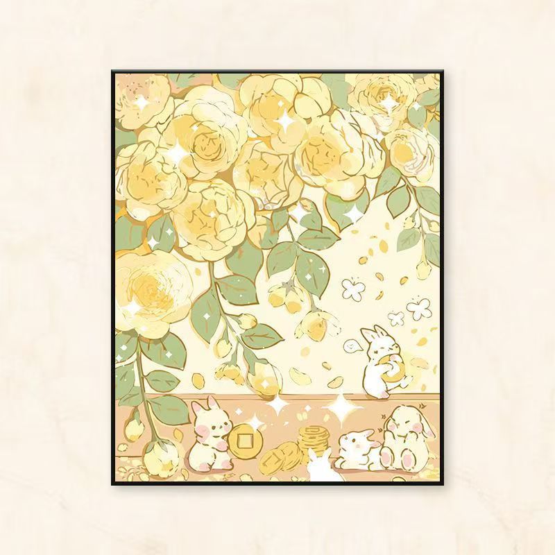 Verspielter Floral- und Tier-Themen Leinwand Kunstdruck Brehn