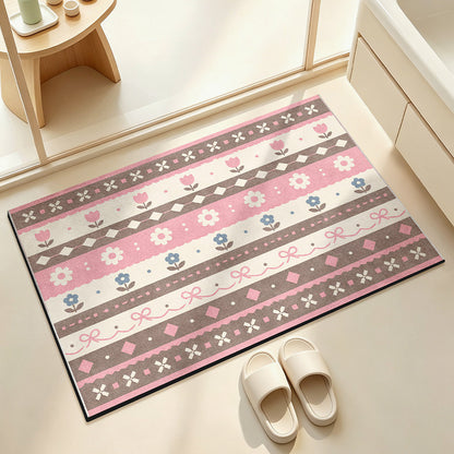 Weicher floral gemusterter Badezimmerteppich