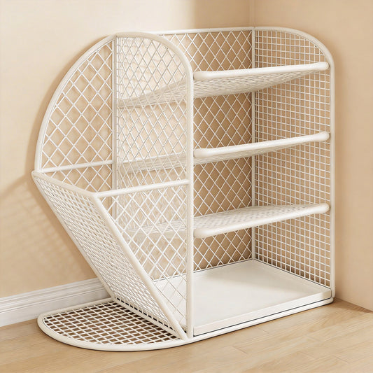 Indoor-Eck-Katzenkletterturm mit Netzgitter Mehrere Ebenen Regale