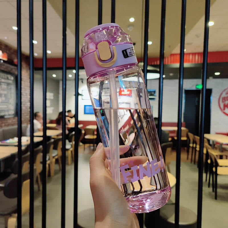 Damen Ergonomische Trinkflasche mit integriertem Strohhalm Brehn
