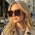 Damen Elegante Oversized-Sonnenbrille mit geometrischem Rahmen und polarisierenden Gläsern Brehn