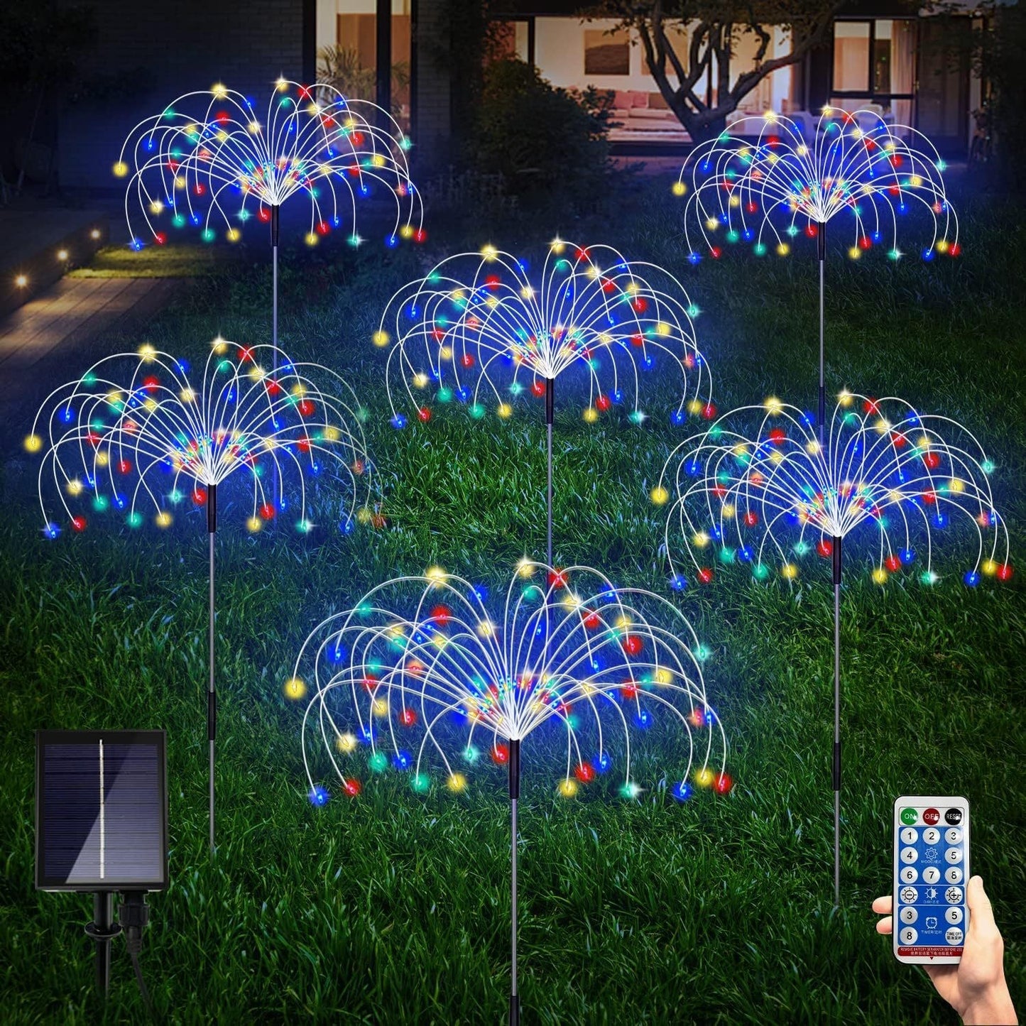Solarbetriebene Faseroptik Löwenzahn Gartenstecklichter Mit wasserdichtem LED Feuerwerks Effekt Brehn