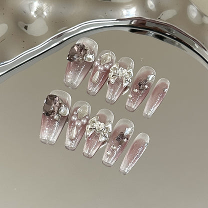 Rhinestone-beschichtet Press-On Nagelset