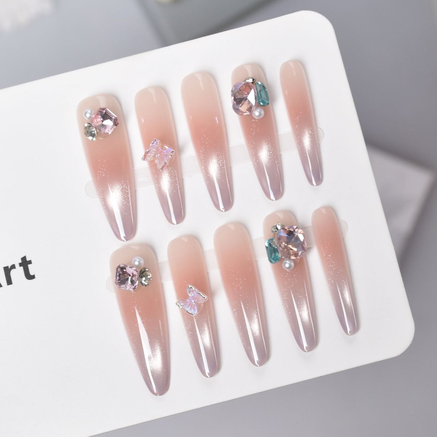 Premium Ombre Glitter Press-On Nail Set Brehn