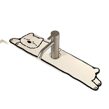 Decorative Silicone Faucet Sink Protector Mat with Dog-Shaped Counter Splash Guard