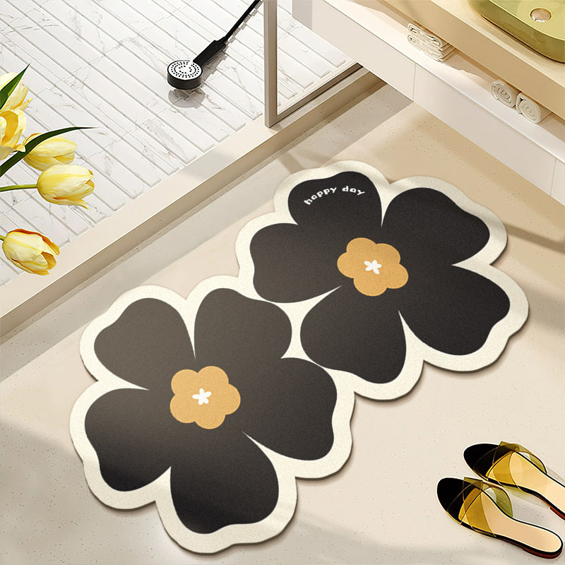 Blumenmuster wasserabsorbierender Badteppich
