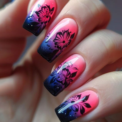 Florale Ombre Acryl Nagel Kunst Extensions Brehn