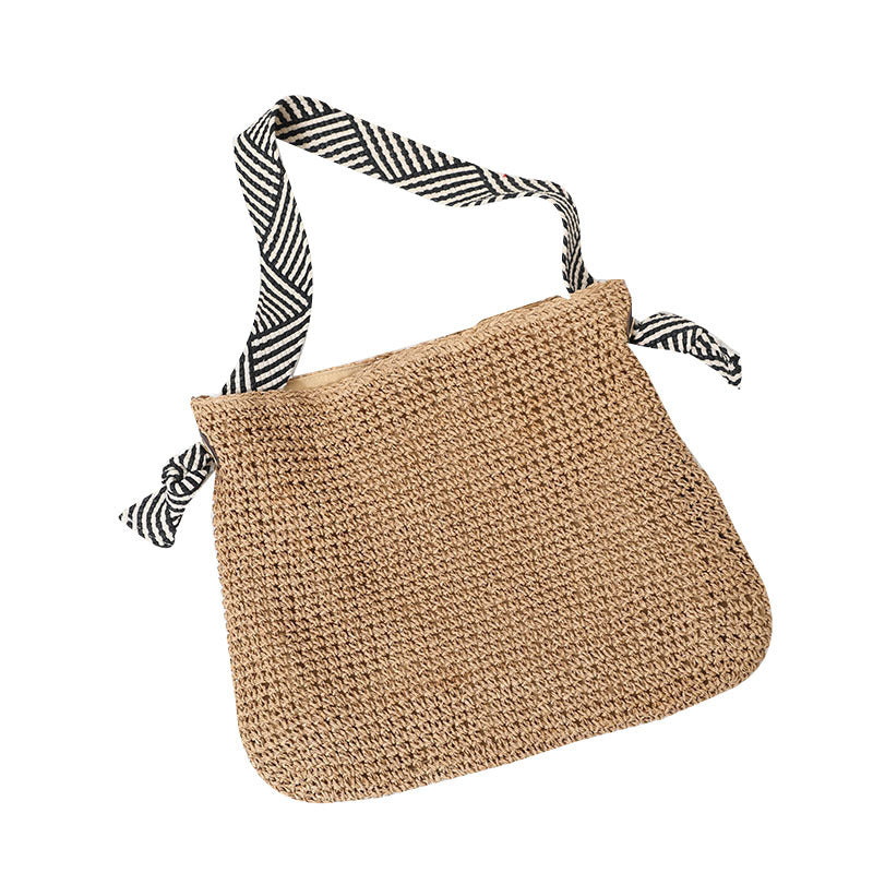 Damen Handtasche mit geflochtenem Design und gemustertem Schulterriemen Brehn