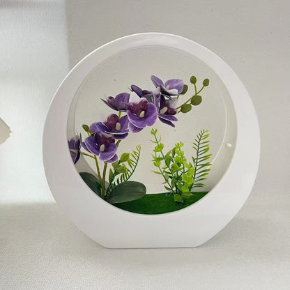 Dekorative Orchideenpflanze in modernem runden Vase