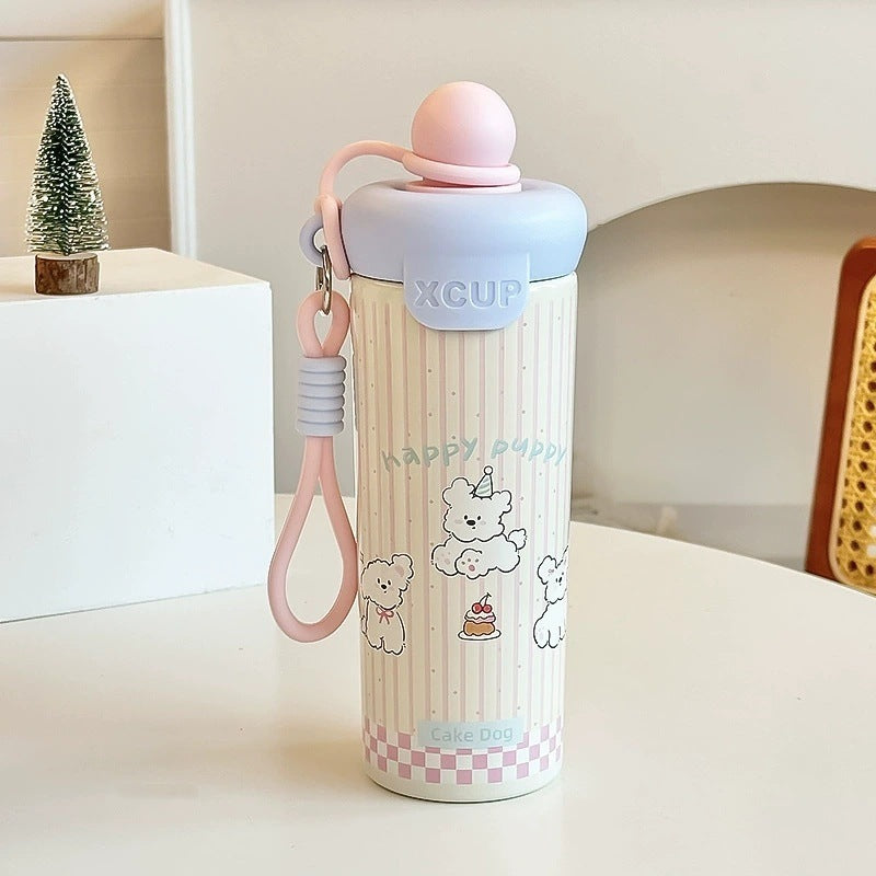 Damen Trinkflasche mit innovativem Silikonverschluss und Trageschlaufe Brehn