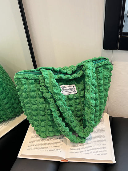 Strukturierter Stoff Schultertasche