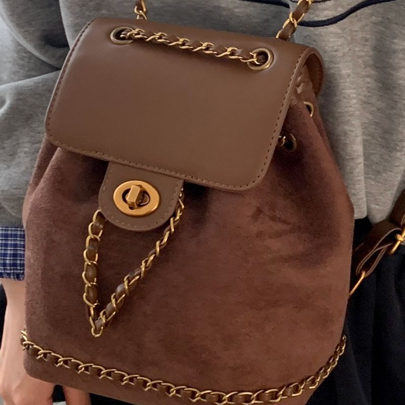 Chic Suede Kordelzug Rucksack Brehn