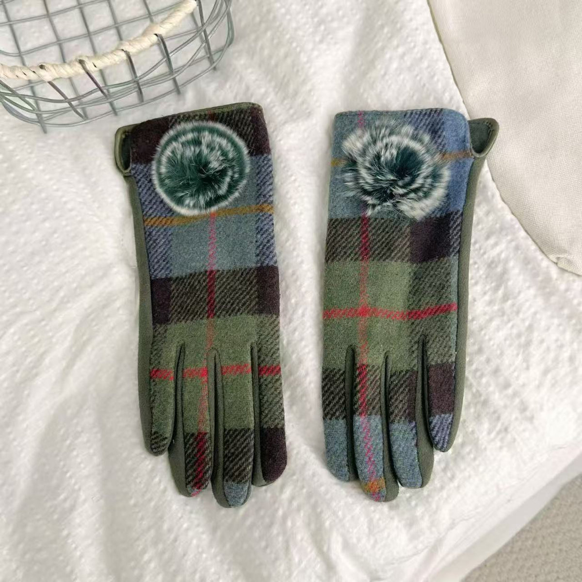 Warme Plaid Muster Touchscreen Handschuhe Brehn