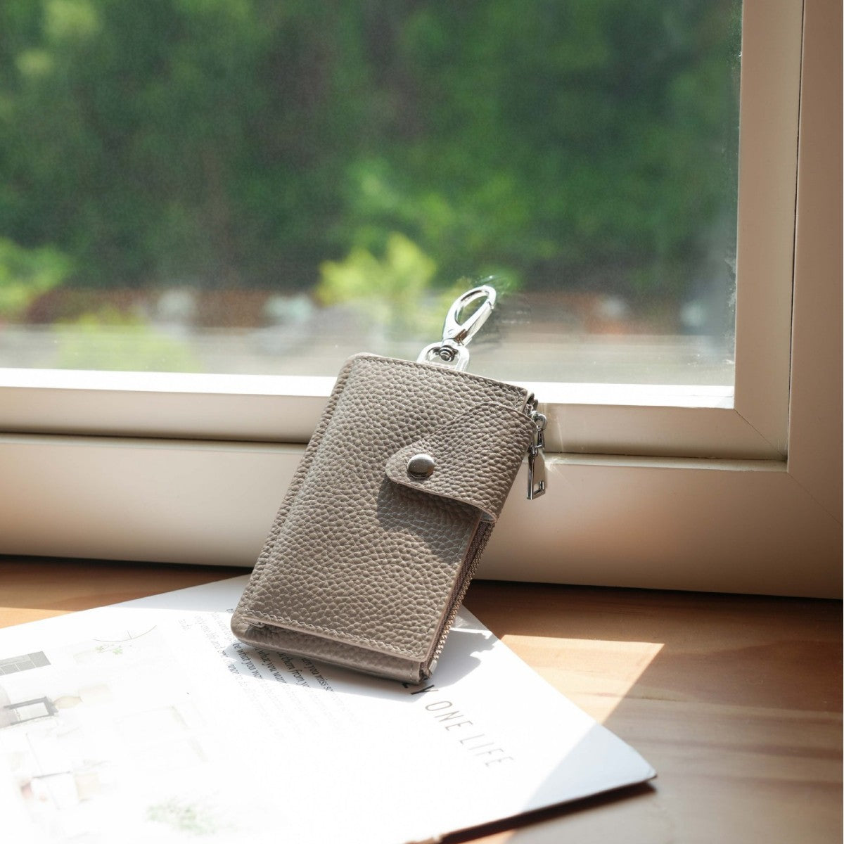 Premium Reißverschluss Leder Kartenhalter