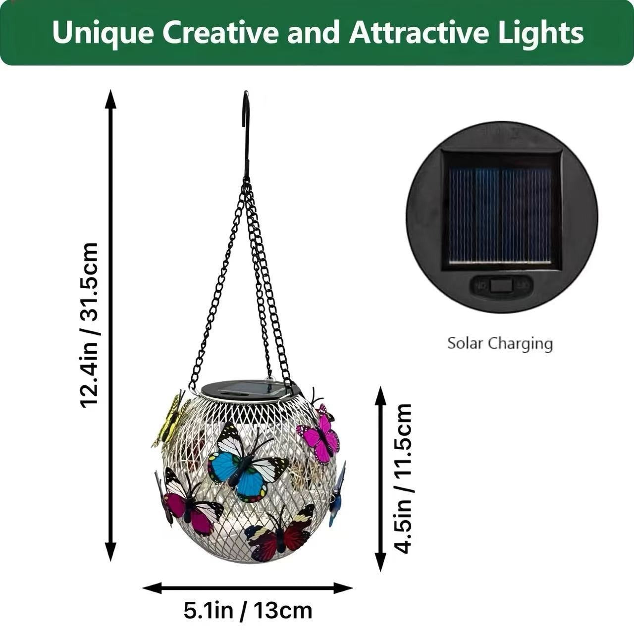 Solar Hängende Außenlaternen mit Vintage-LED-Glühbirne und Metallgehäuse wasserdichte Aufhängung Brehn