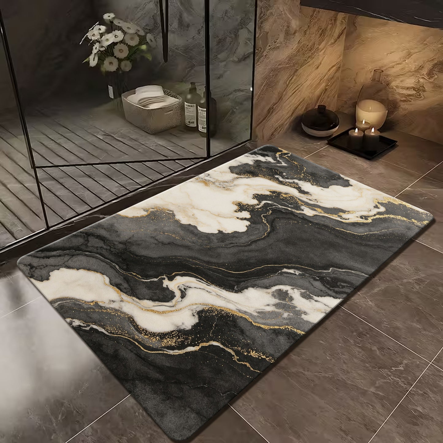 Luxuriöse Marmor Design Badmatte