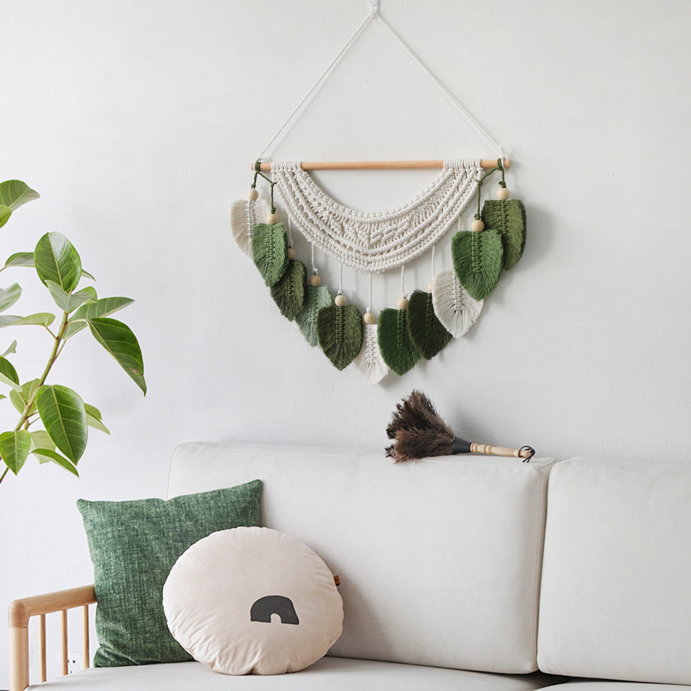 Macrame Wanddekoration mit Blattform-Design