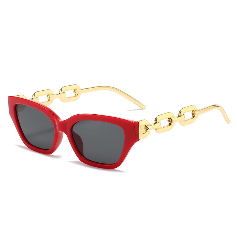 Damen modische Cat-Eye Sonnenbrille mit luxuriösem Kettenrahmen Brehn