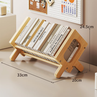 Abgewinkelter Bambus-Desktop-Buch- und Zeitschriftenständer mit rutschfesten Stäben
