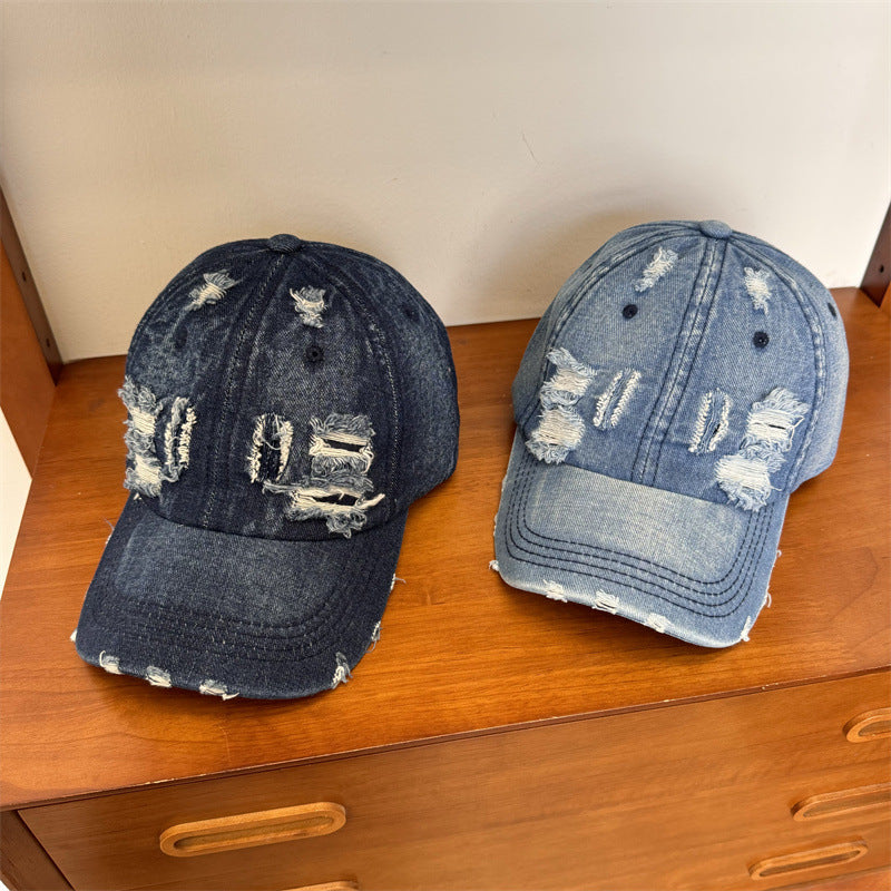 Damen Distressed Denim Verstellbare Baseballkappe Brehn