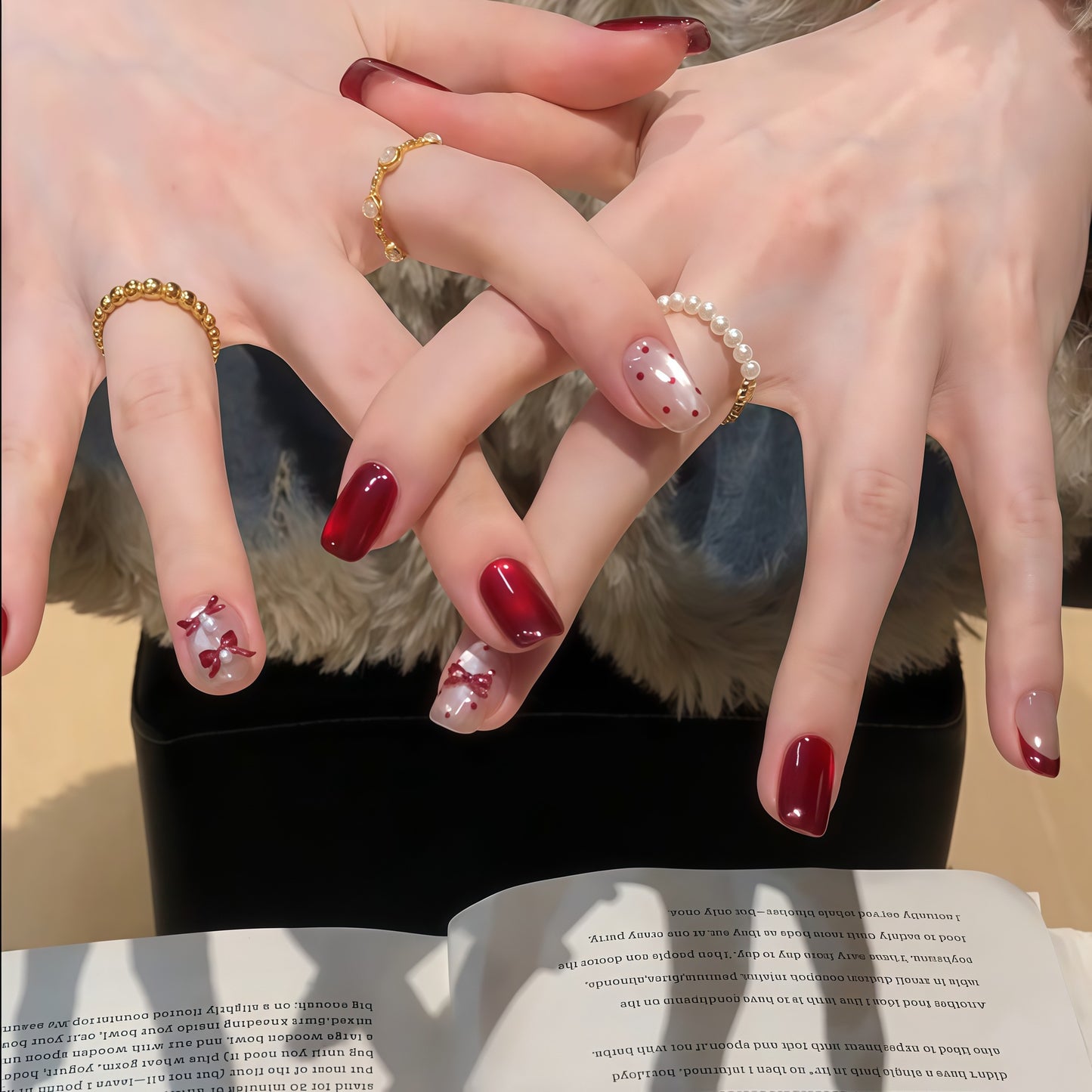 Elegante Kunstnagelset mit Dekorativer Schleifenakzenten Brehn