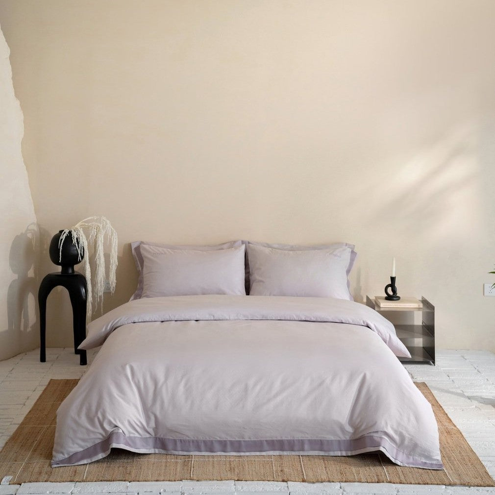 Luxus Baumwollsatin Bettbezugset mit Kontrastsaum