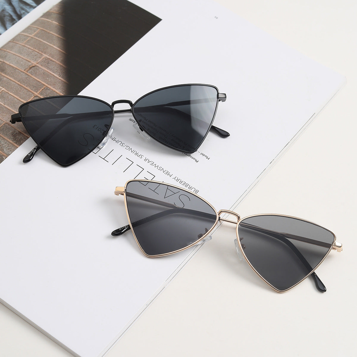 Damen trendige Cat-Eye Sonnenbrille mit goldenen Akzenten Brehn
