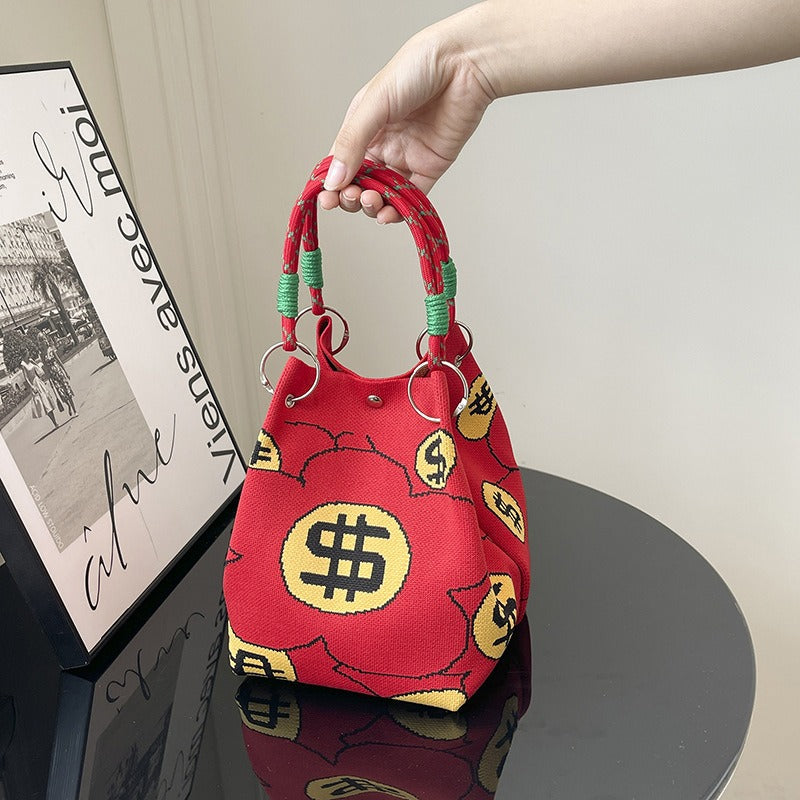 WoFloral Print Texturiertes Handtasche Brehn