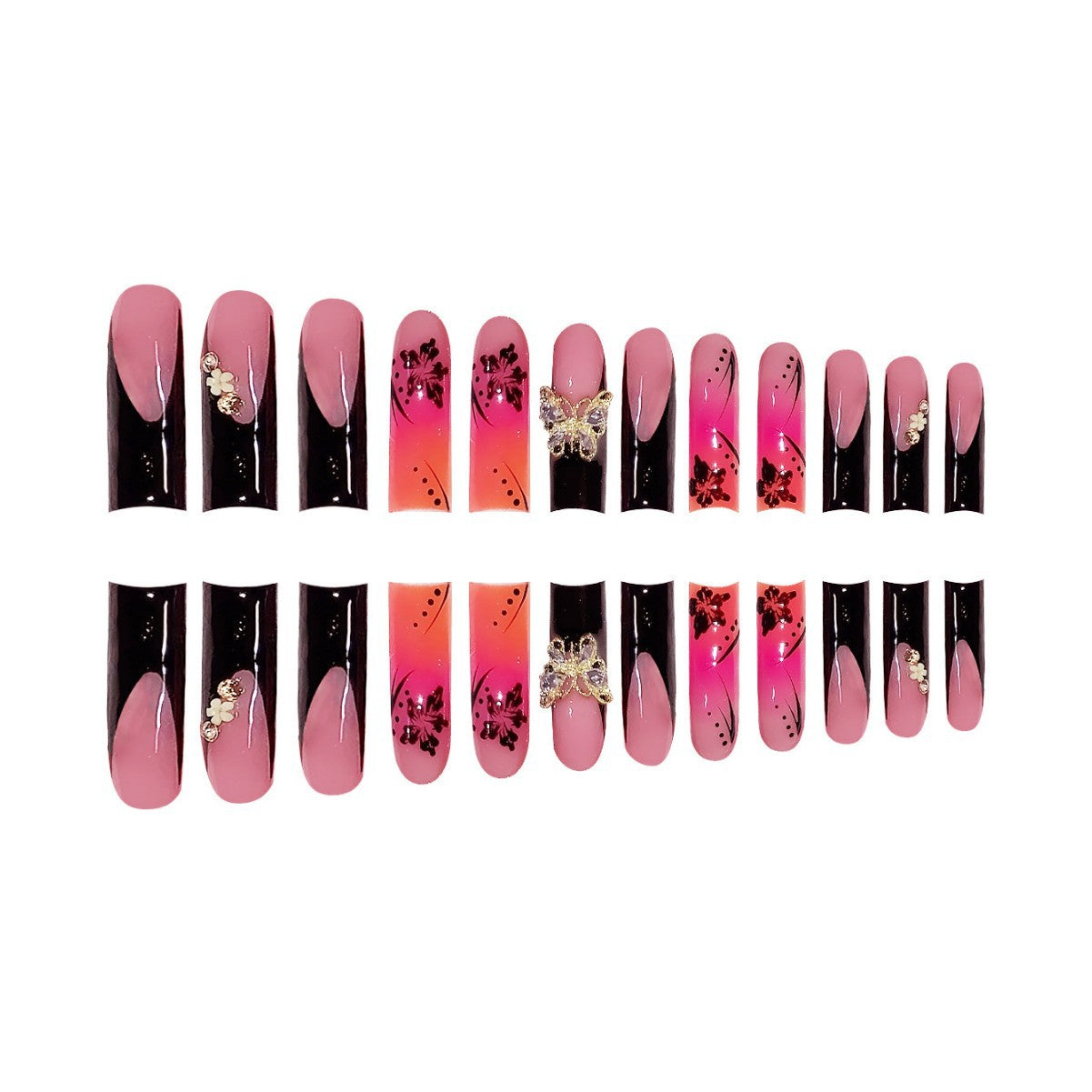 Premium 3D Floral Press-On Nagelkunst Brehn