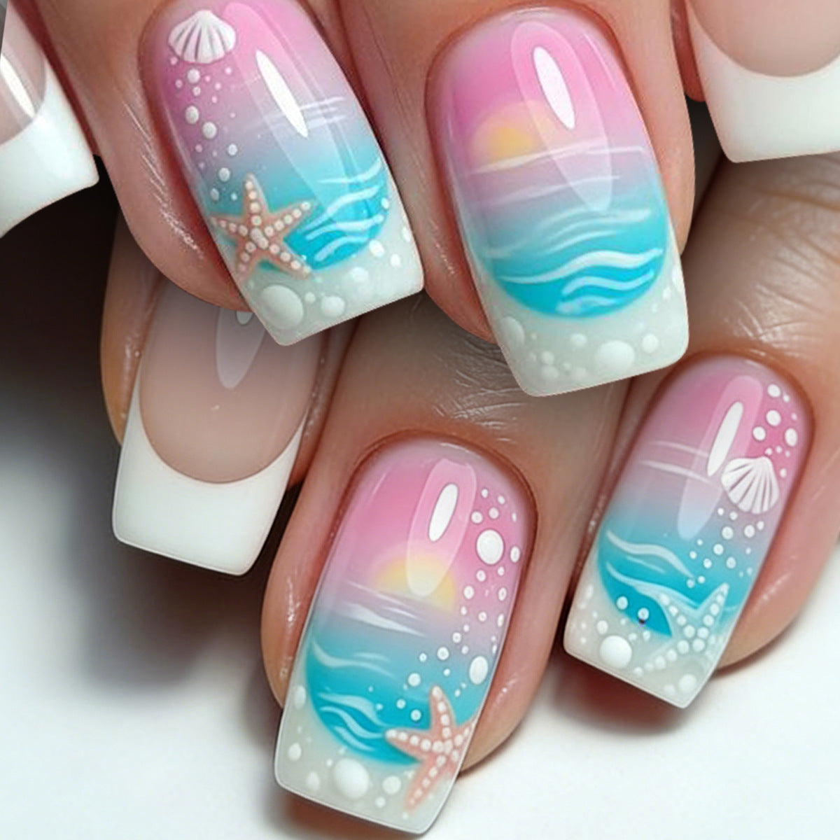 Ozean-inspiriertes 3D-Nagelkunst-Set Brehn