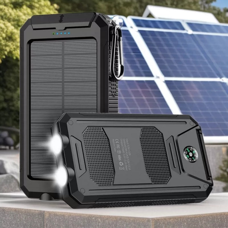 Solarbetriebene Powerbank mit Robustem Gehäuse und Integrierter LED-Beleuchtung Brehn