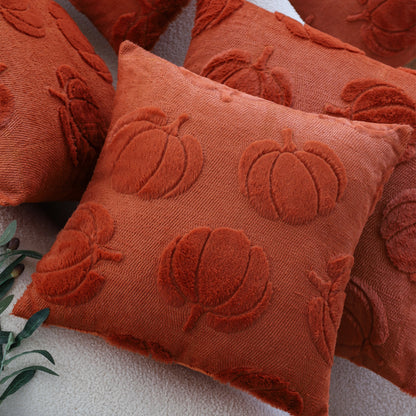 Quadratischer dekorativer Kissenbezug mit 3D-Kürbis‑Tufting aus flauschiger Chenille und verdecktem Reißverschluss Brehn