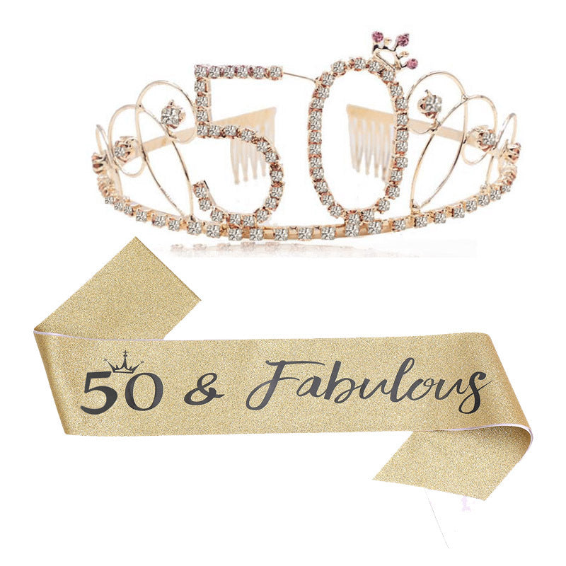 Damen Glitzernde Tiara mit festlichem "50 & Fabulous"-Design Brehn