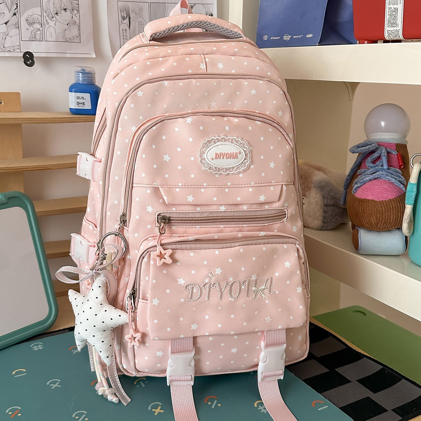 Kinder Fantasie Sterne-Druck Schul Rucksack