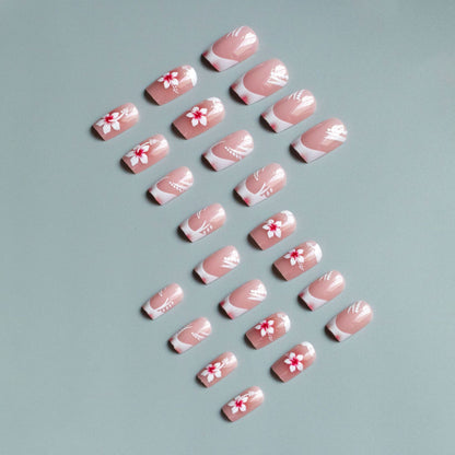 Floral Französische Spitze Nagelkunst Set