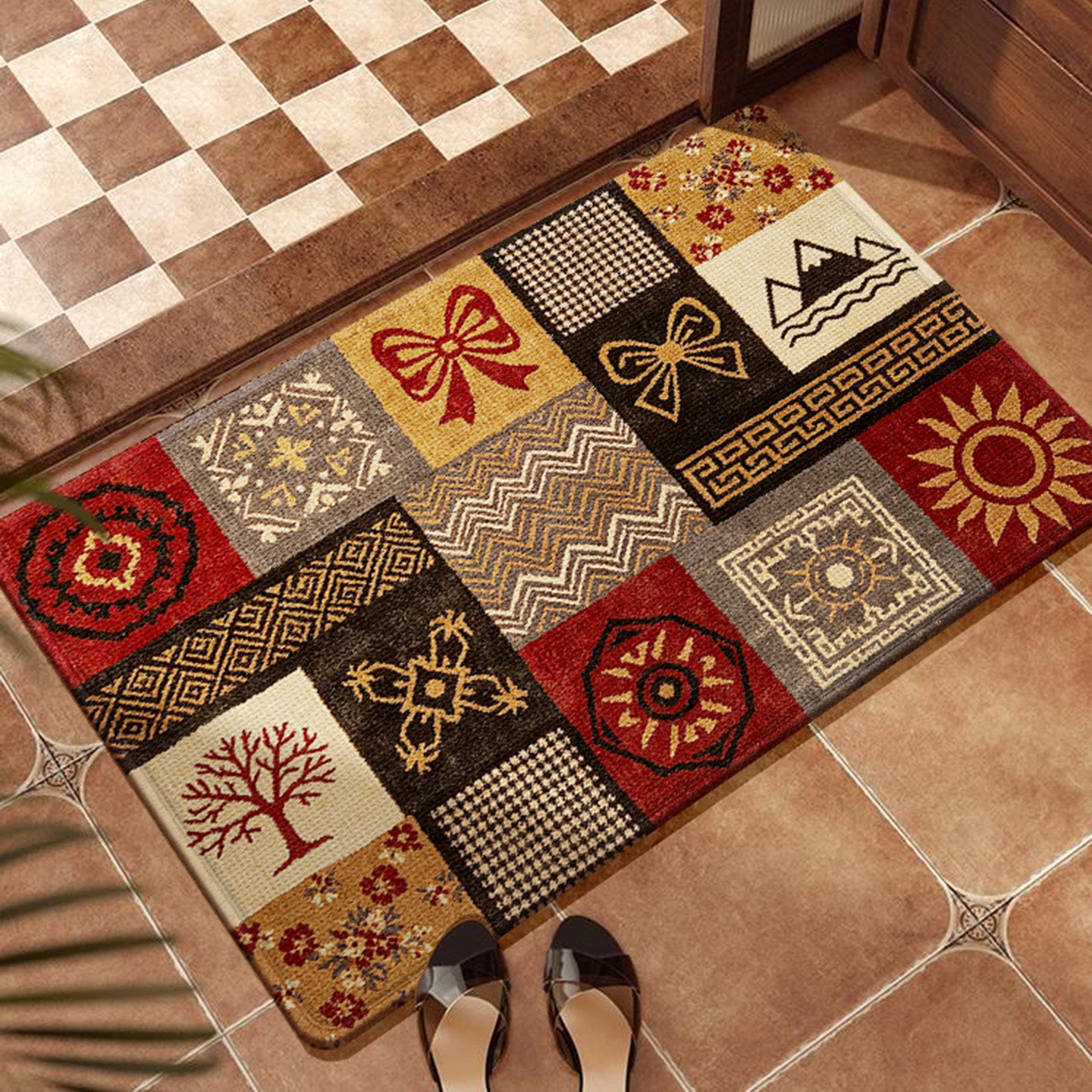 Künstlerische Patchwork-Bodenmatte
