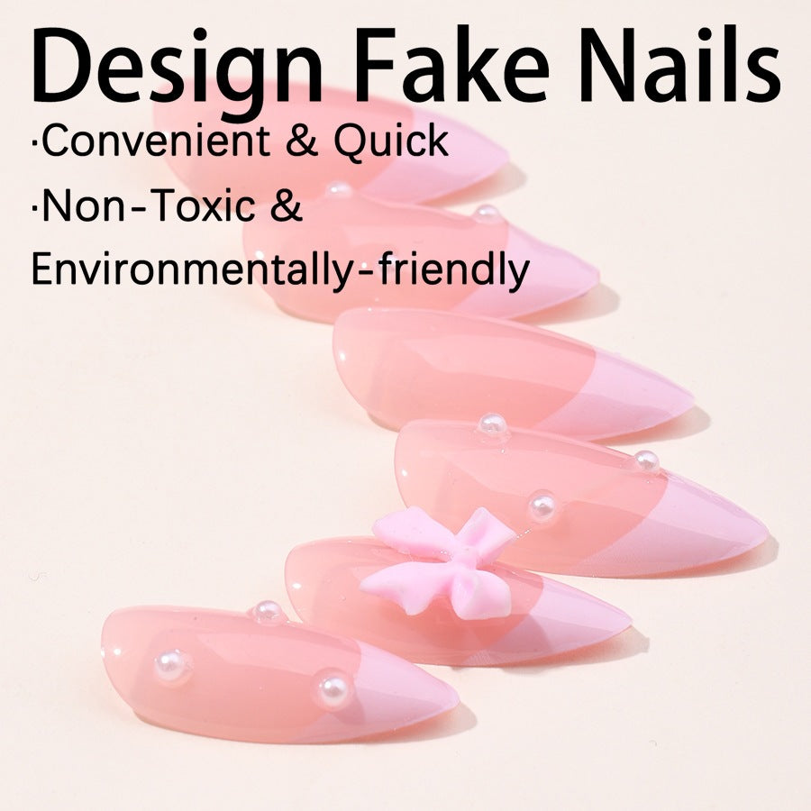 Kunstnagelset mit elegantem Glitzer- und Spitzen-Design Brehn